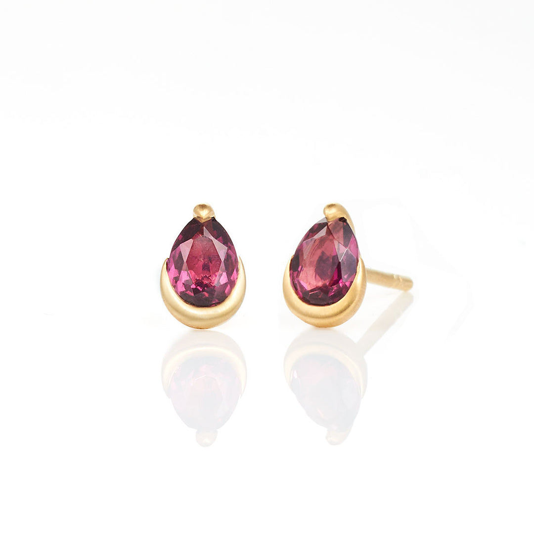 Faceted Rubelite stud earrings