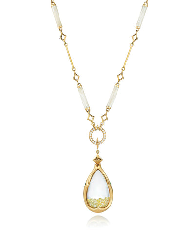 Tearcup Amulet Pendant with Yellow Diamond Fill