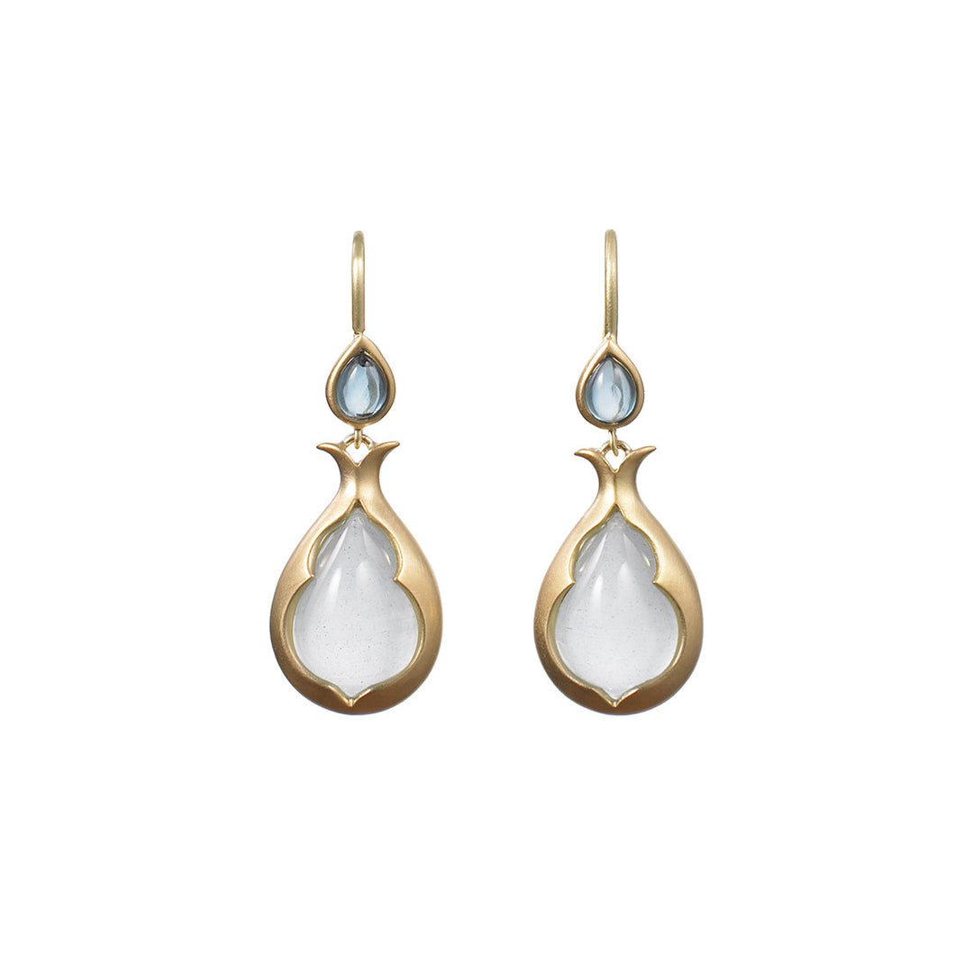 Pear Drop Earrnigs with Aqua and Blue Topaz