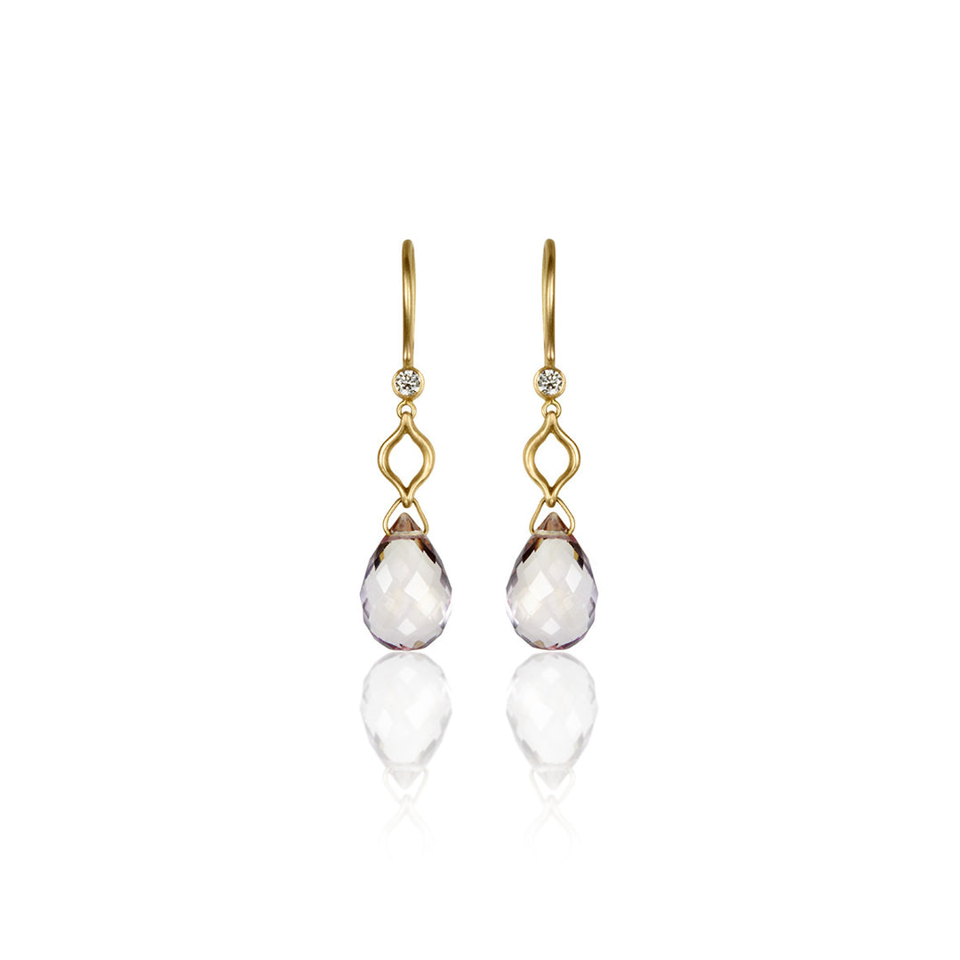 Petal Single Drop Earrings with Rose-de-France