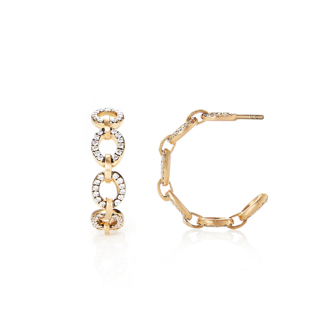 White Diamond Oval Hoop Earring