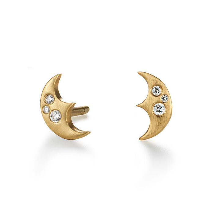 Small crescent moons earrings with diamonds