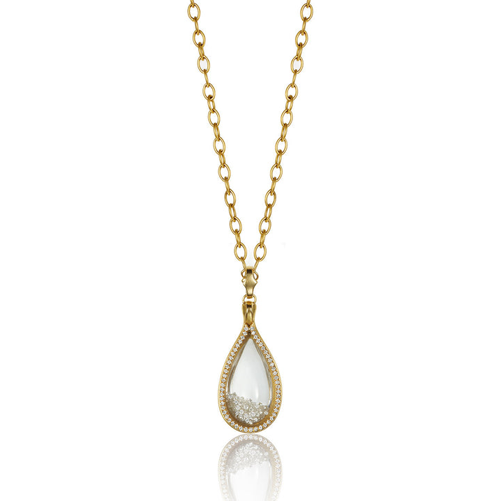 Tearcup Amulet with White Diamonds featuring Pavé Back