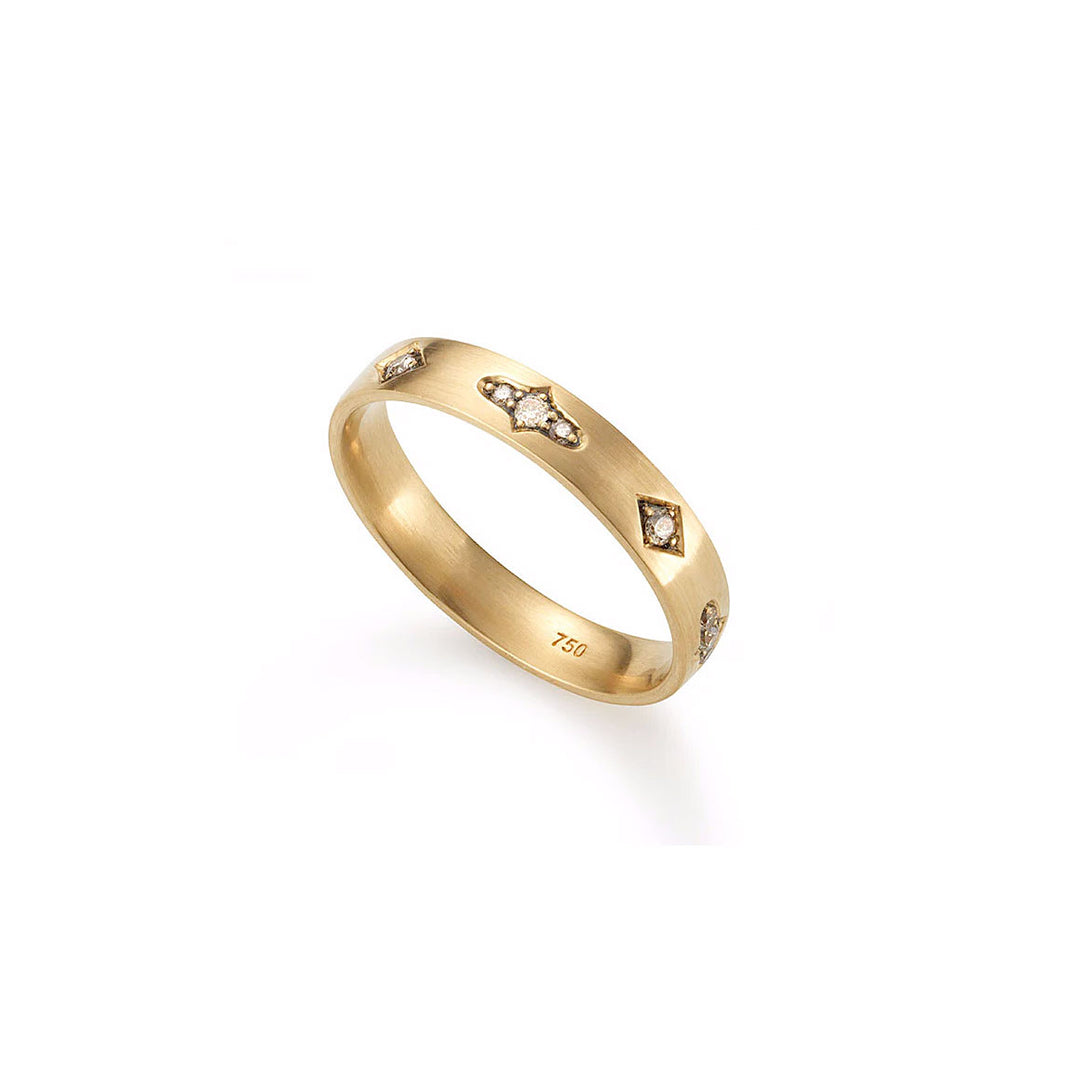 Pavéd Multi motif band ring