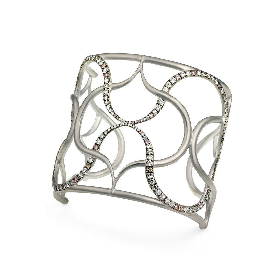 Artemisia Cuff Bracelet with Diamonds in White Gold