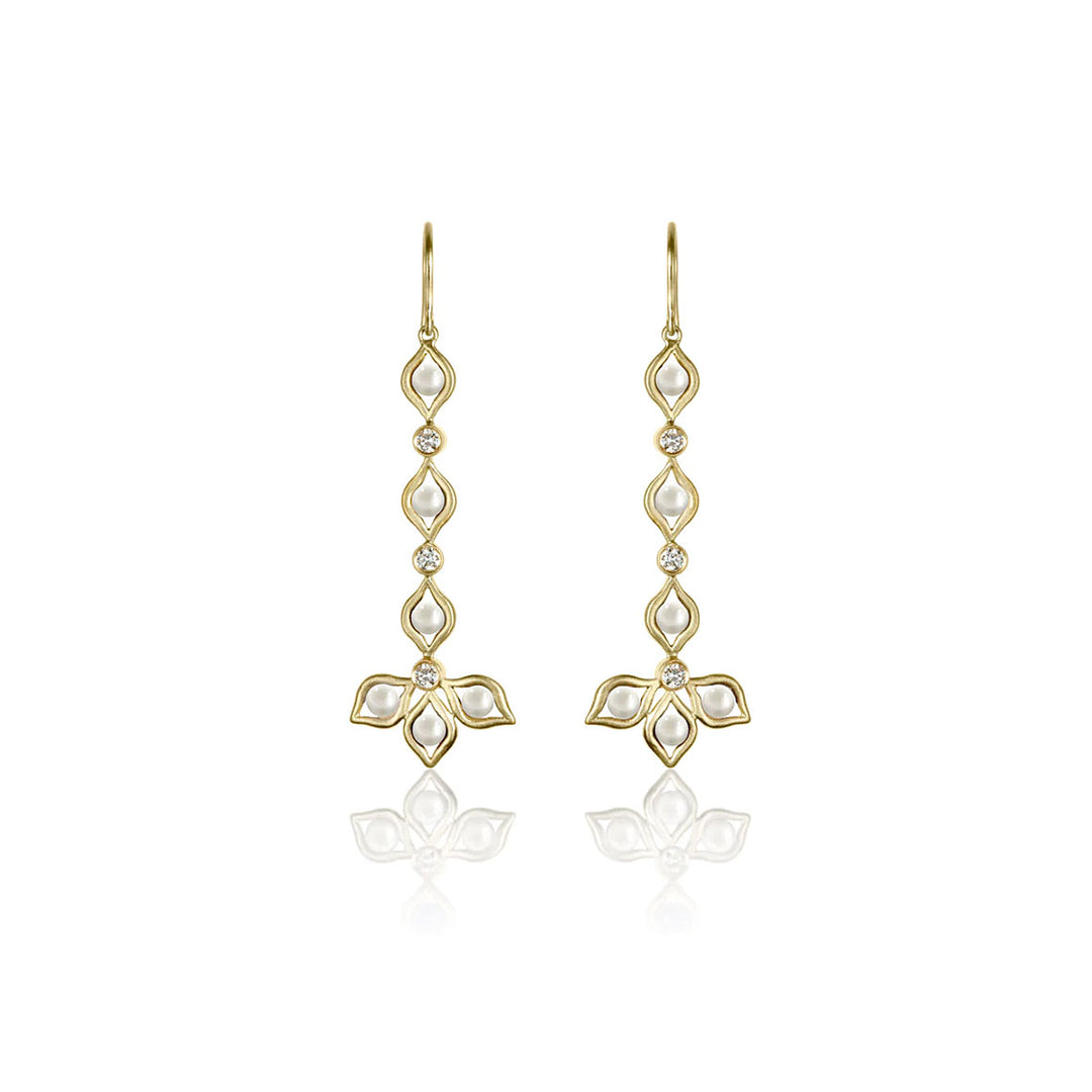 Petal Long Drop Pearl Earrings