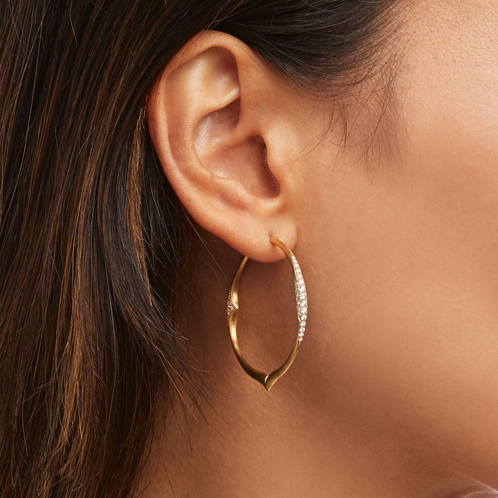 Large Yellow Gold Pavé Hoop Earrings