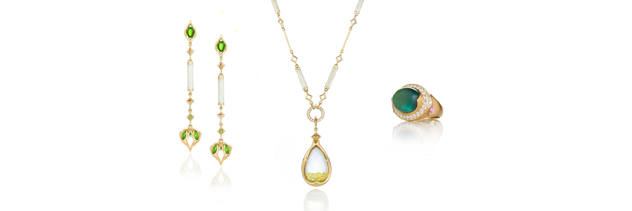 Artemesia earrings, pendant, ring