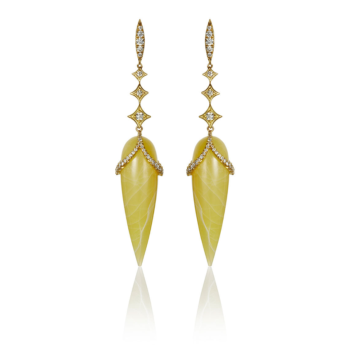 Plumb Drop Earrings with Yellow Opal