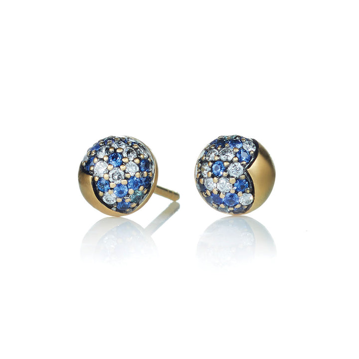 HALF-DOME BLUE SAPPHIRE PAVÉ STUD EARRINGS