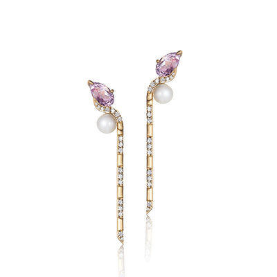 Pearl & Kunzite Drape earrings