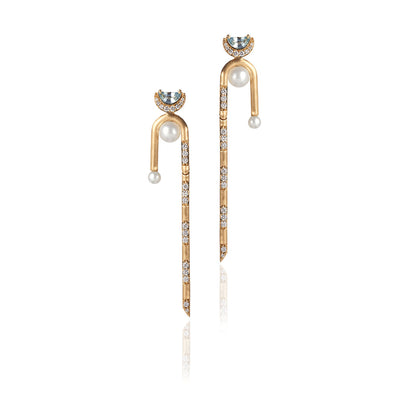 Pearl & Half-moon Drape earrings