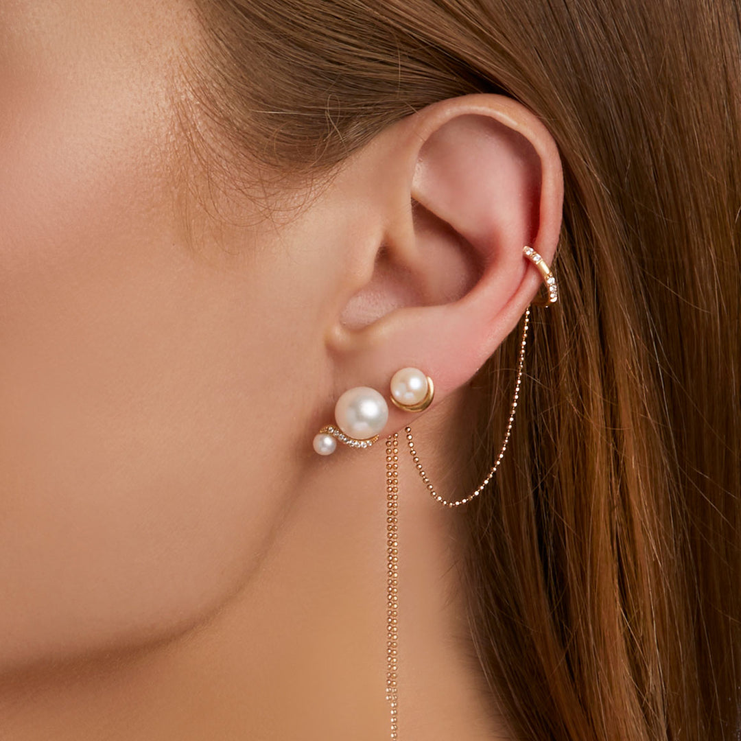 Double pearl stud earrings