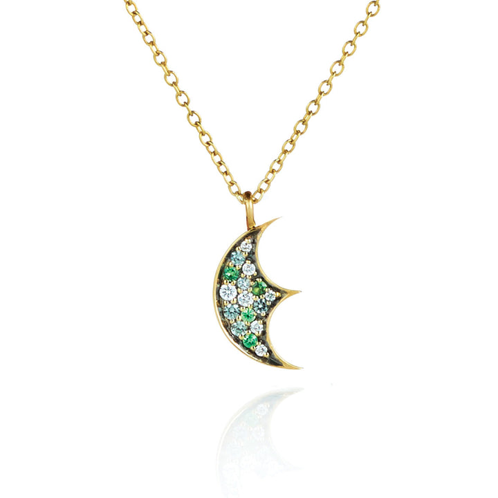 Pavéd crescent moon charm pendant