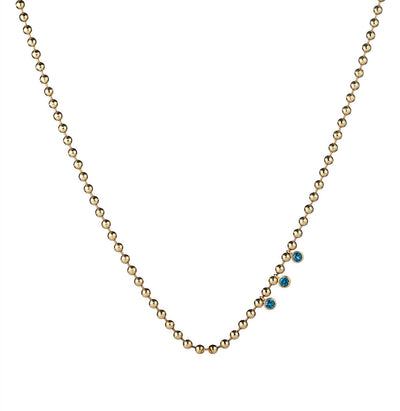Ball Chain Necklace with London blue topaz bezels