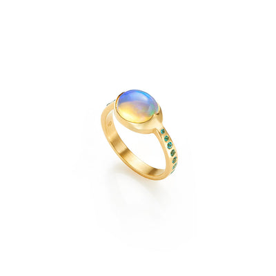 Pasha Ring with Opal and Paraiba Pavé