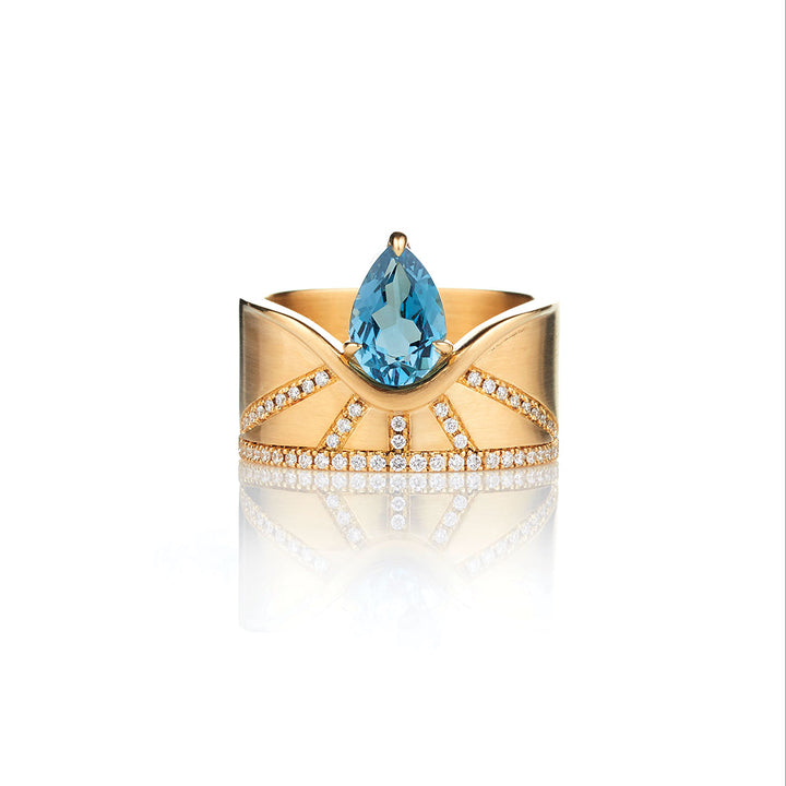 Sun Ray London Blue Topaz rise ring