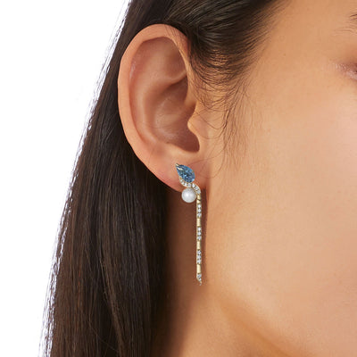Pearl & London Blue Topaz Drape earrings