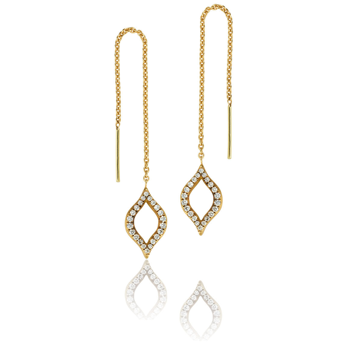 Elli gold earrings with white diamond pavé on drop chain