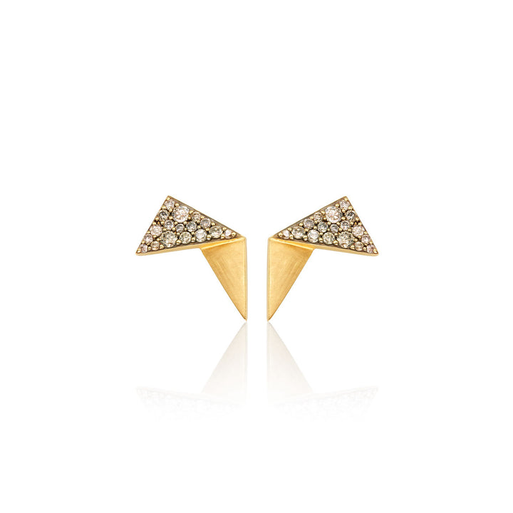 Pavéd top Folded Plane Stud earrings