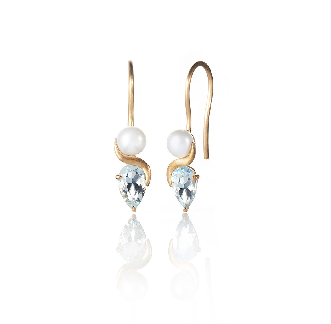 Pearl & Aqua drop earrings
