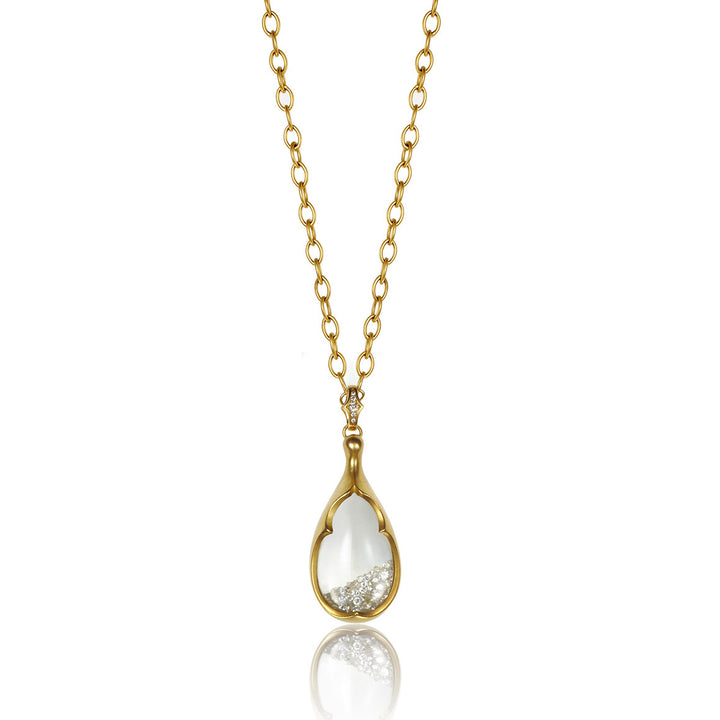 Tearcup Amulet with White Diamonds featuring Pavé Back