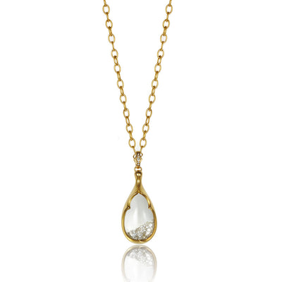 Tearcup Amulet with White Diamonds featuring Pavé Back