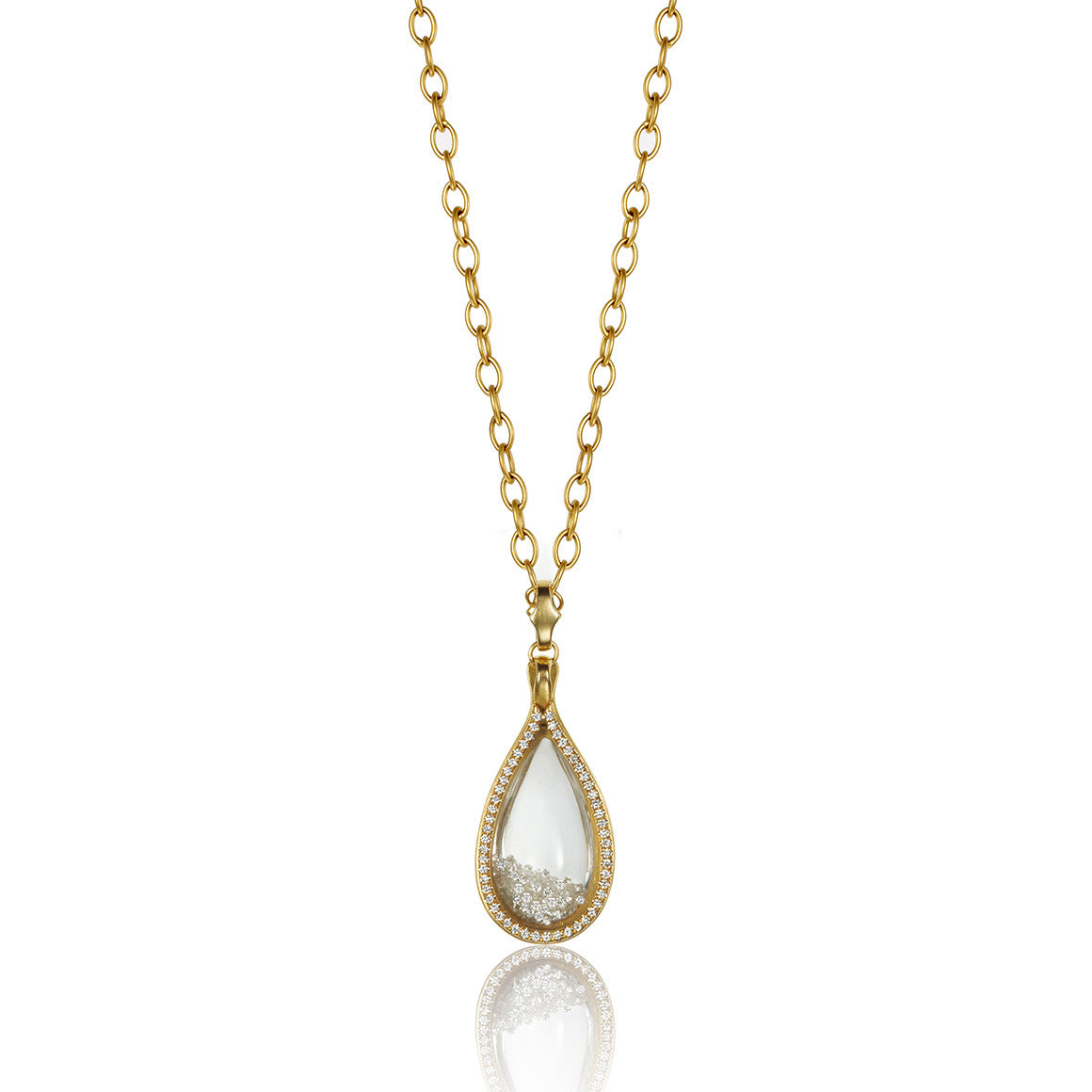 Tearcup Amulet with White Diamonds featuring Pavé Back