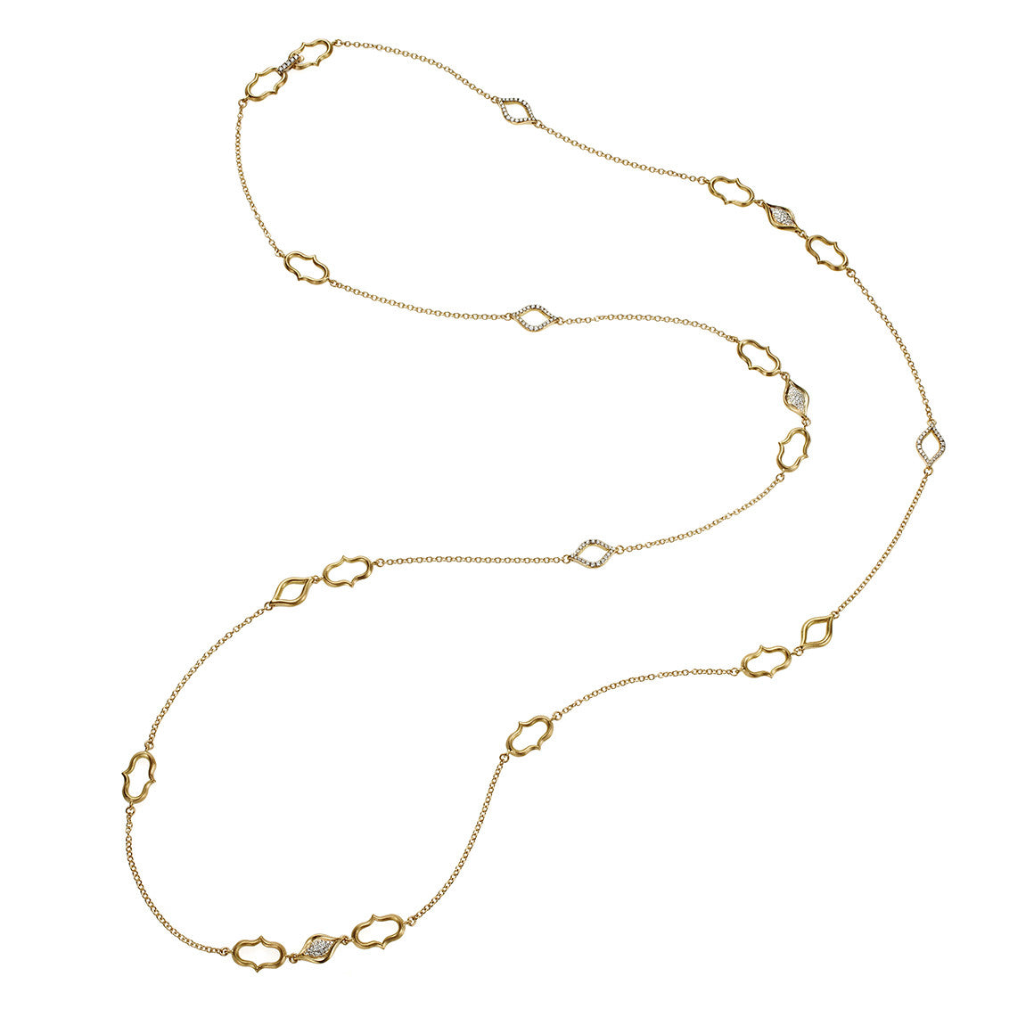Yellow Gold Ani and Elli Pavé Link Necklace