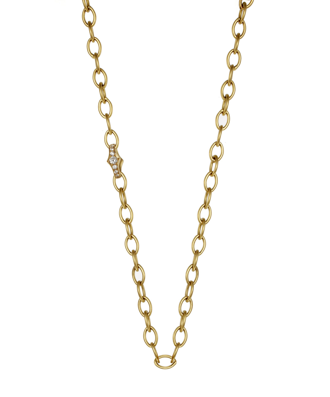 Oval Link Necklace with Pavé Link Motifs