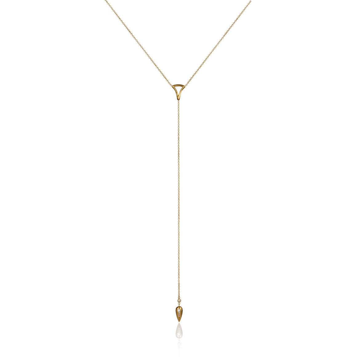 Lariat Necklace with Pavé Plumb Drop – Anahita Jewelry