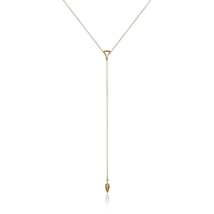 Lariat Necklace with Pavé Plumb Drop