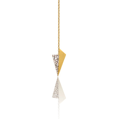 Pyramid motif and Pavéd Folded Plane Y-necklace