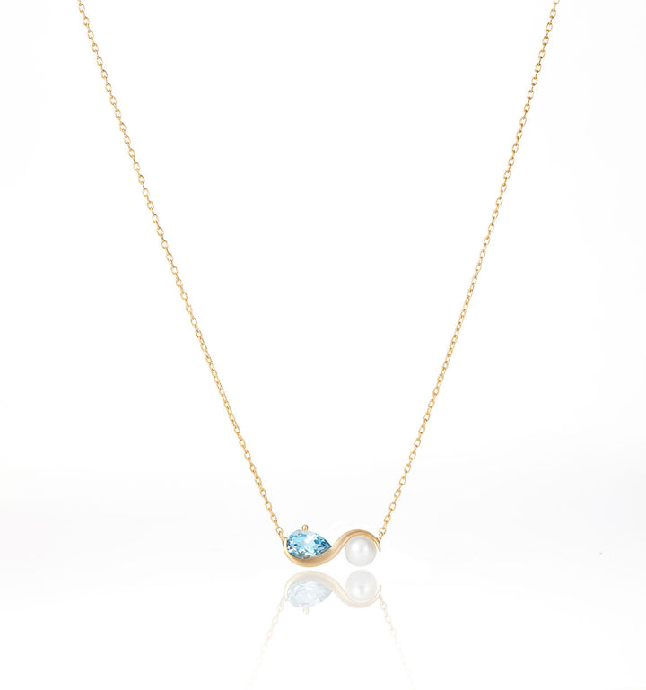 Pearl & London Blue Topaz necklace