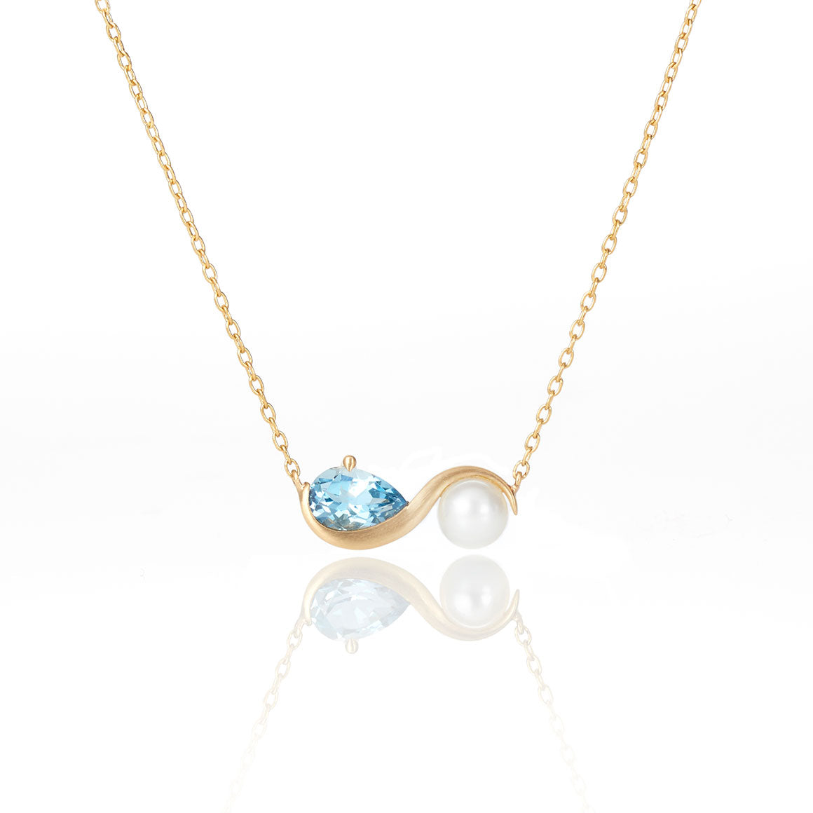 Pearl & London Blue Topaz necklace
