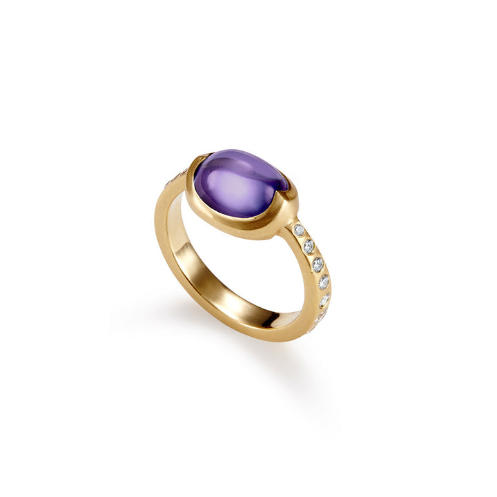 Pasha Ring with Amethyst and Diamond Pavé