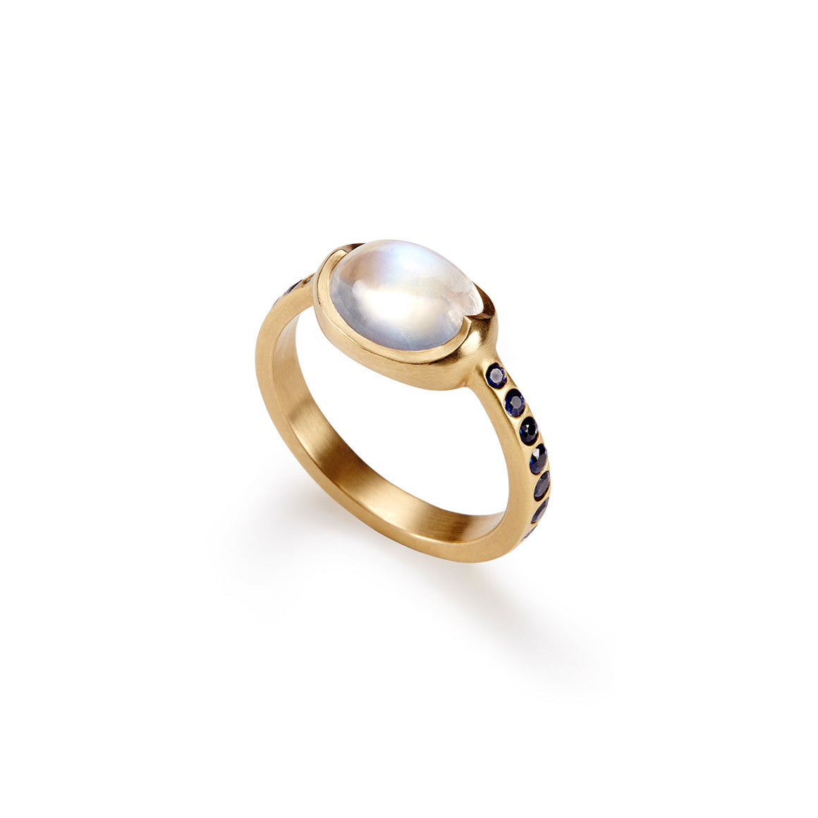 Pasha Ring with Moonstone and Blue Sapphire Pavé