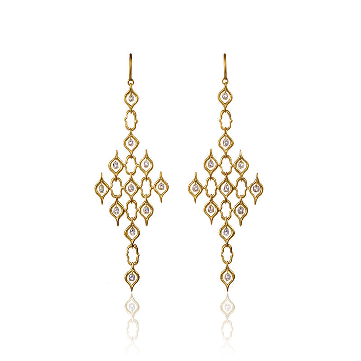 Screen Pattern Diamond Shape Earrings