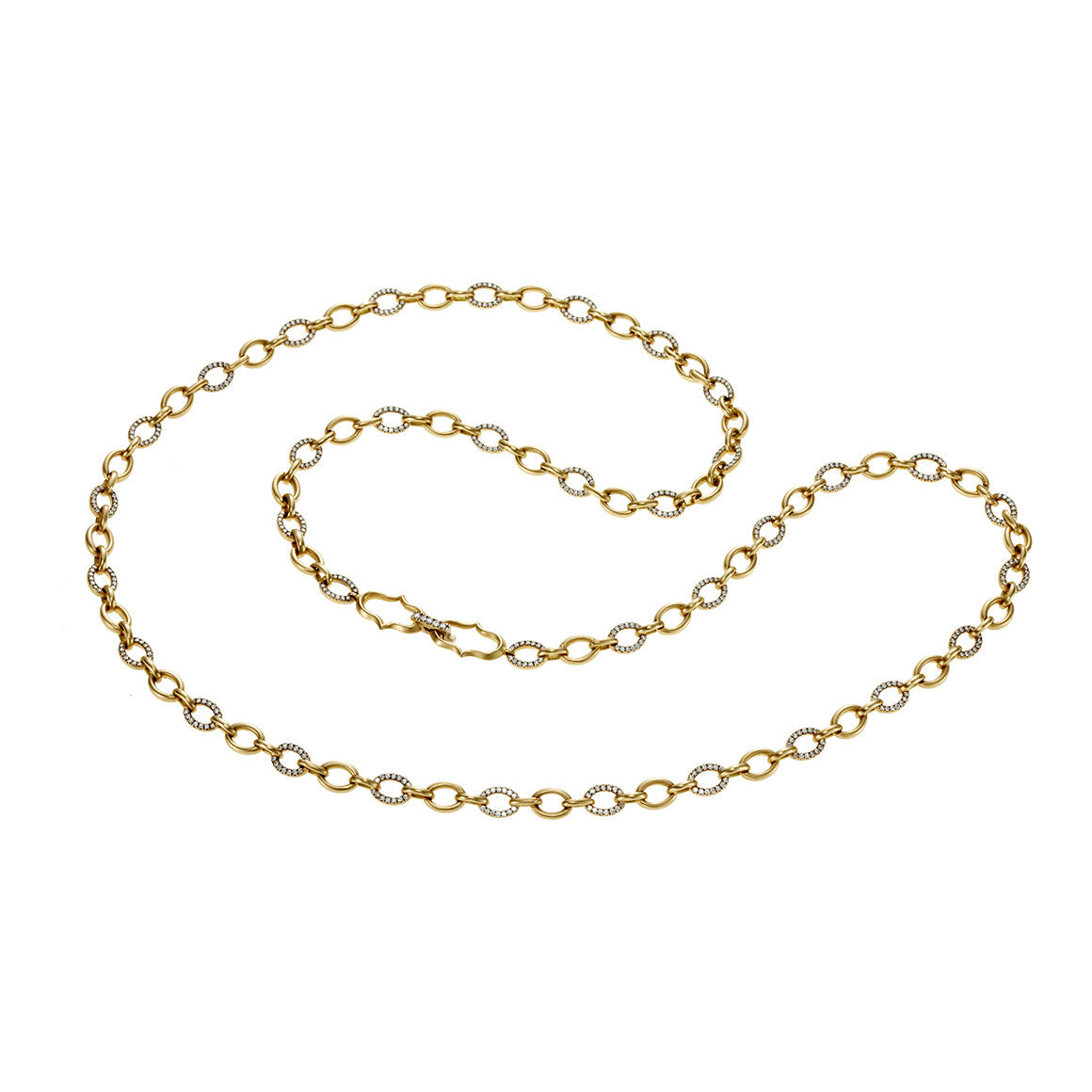Large Oval Link Necklace with Diamond Pavé