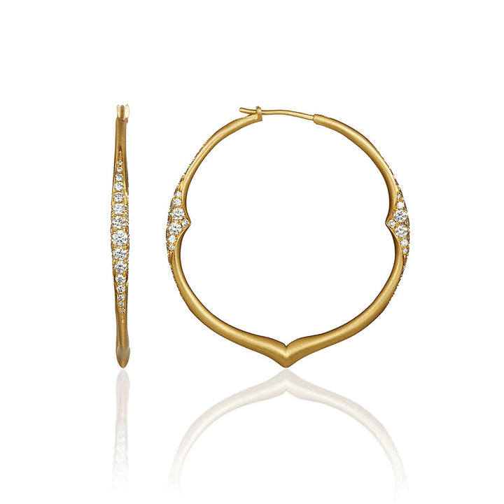 Large Yellow Gold Pavé Hoop Earrings