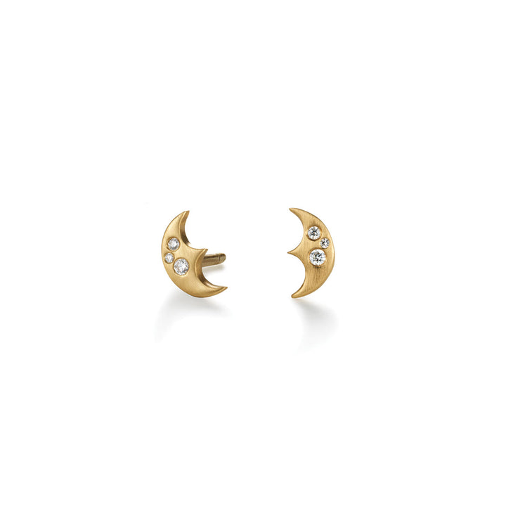 Small crescent moons earrings with diamonds