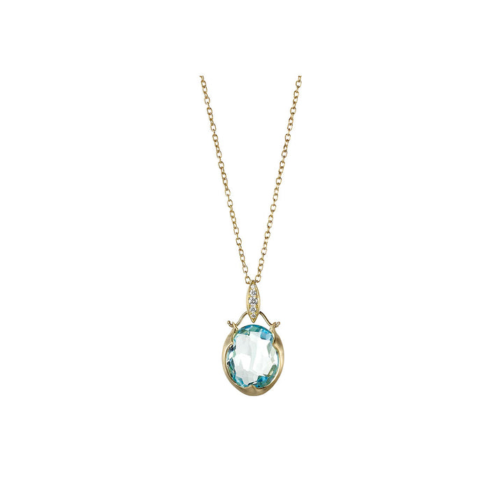 Lovebird Drop Pendant Necklace with Blue Topaz