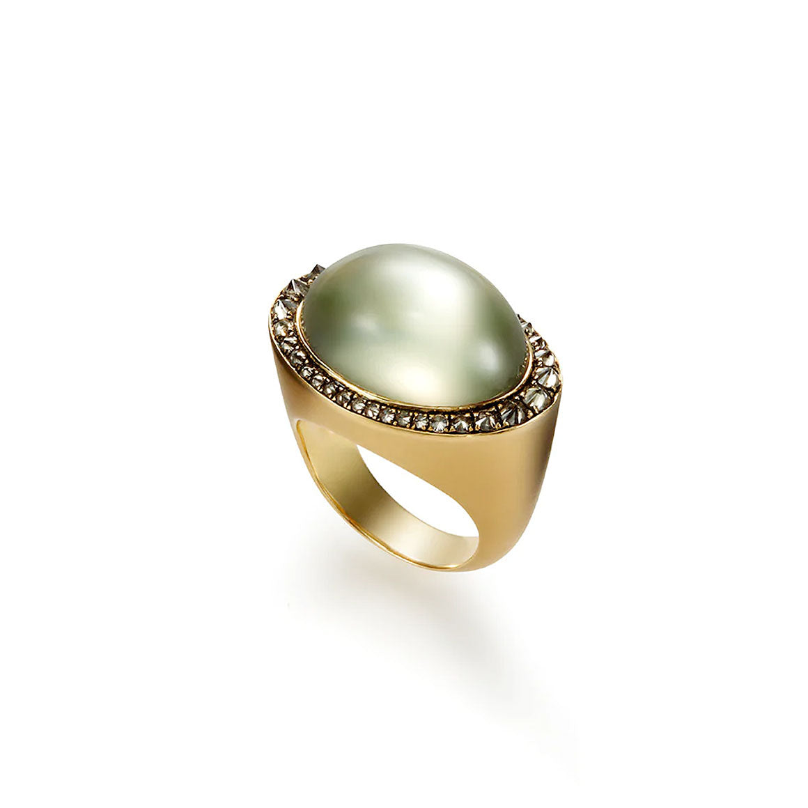 Contessa Ring with Mango Green Moonstone