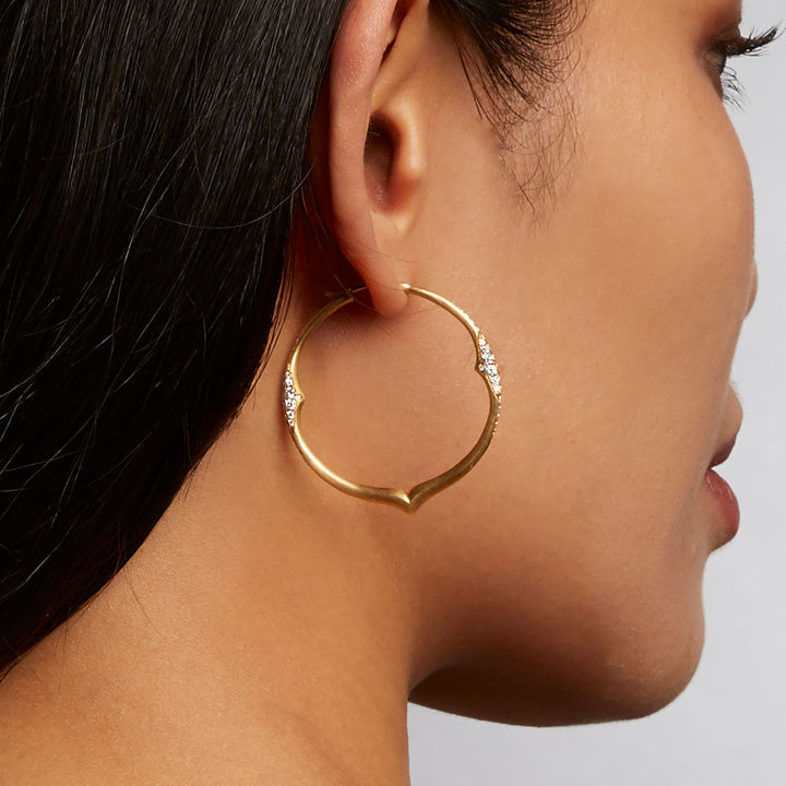 Large Yellow Gold Pavé Hoop Earrings