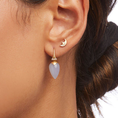 Small crescent moons earrings with diamonds