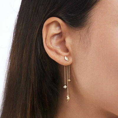 Small crescent moons earrings with diamonds