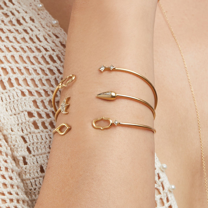 Ani and Star Open Cuff Bangle
