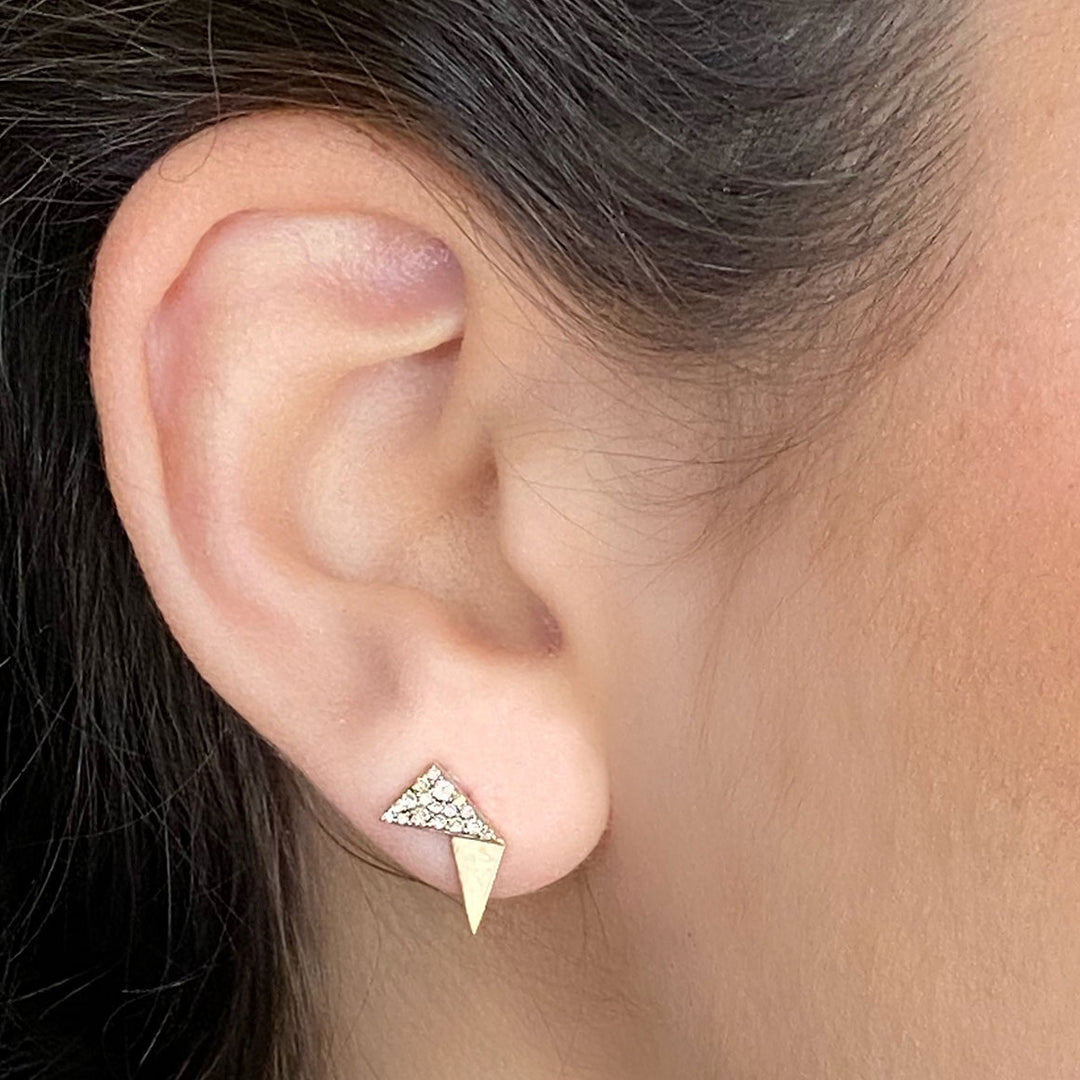 Pavéd top Folded Plane Stud earrings