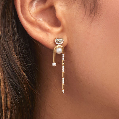 Pearl & Half-moon Drape earrings