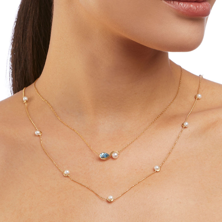 Pearl & London Blue Topaz necklace